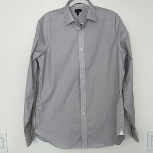 J.Crew Slim Fit  Cotton LS Button Down Shirt  Dark Blue, White  Bur Striped